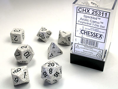 Chessex Speckled Polyhedral 7-Die Zaruri Camuflaj Arctic 25311