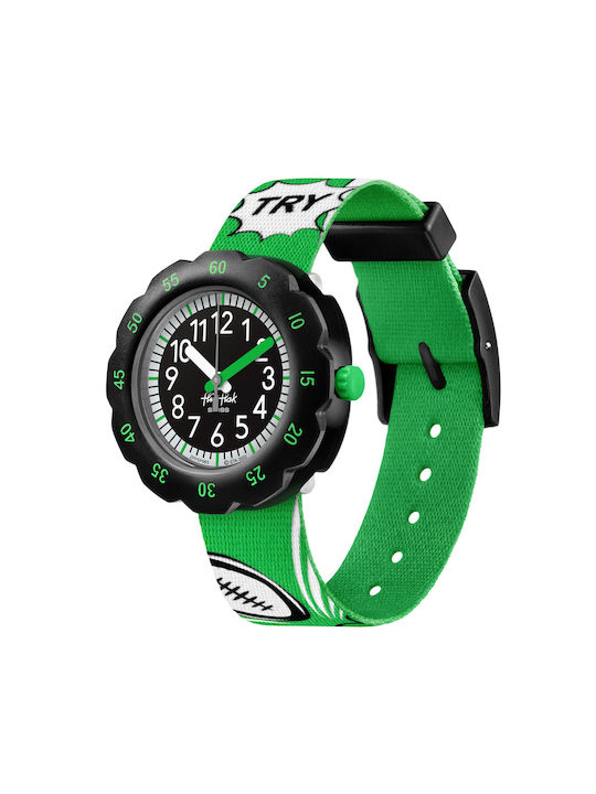 FlikFlak Kids Analog Watch Try High with Fabric Strap Green