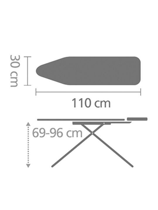 Brabantia Ice Water Σιδερώστρα για Σίδερο Ατμού Σπαστή 110x30x96cm