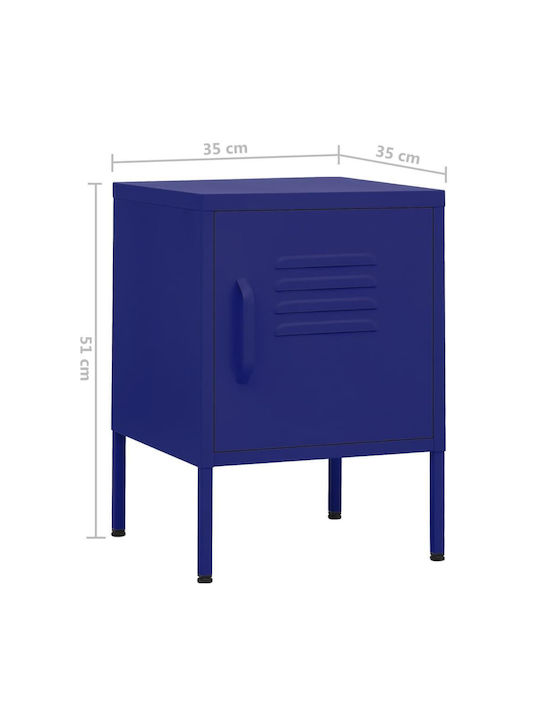 Metallic Bedside Table Ναυτικό Μπλε 35x35x51cm