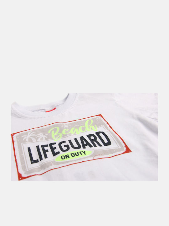 Kids' Set with Shorts Summer 3pcs White Lifeguard