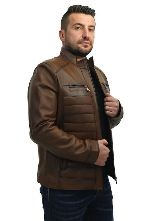 Men's Leather Jacket Brad - Koniak