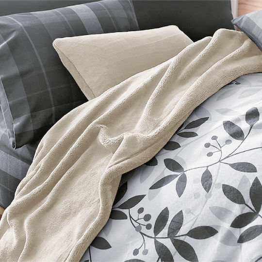Go Smart Home Cosy Life Coral Velvet Single Blanket 160x230cm Ecru