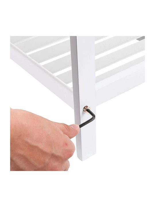 Bamboo Shoe Organizer with 2 Shelves White 70x26x33cm