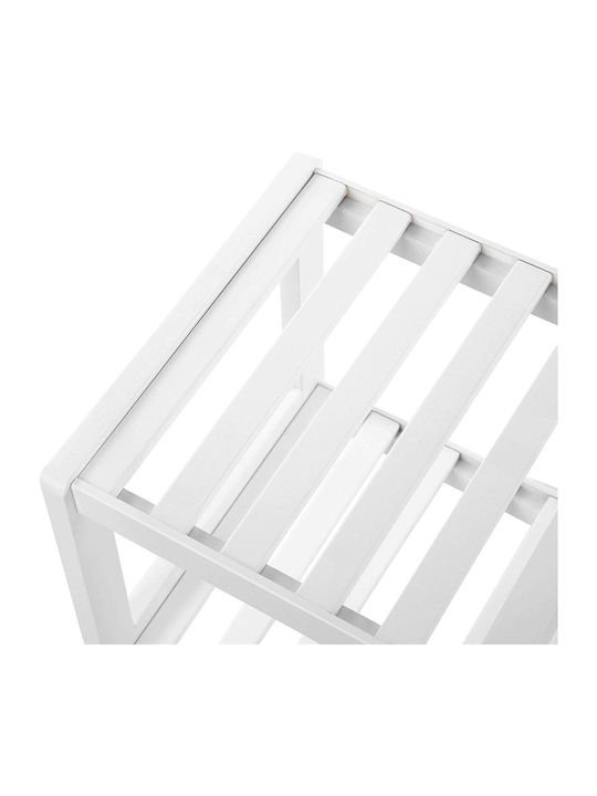 Bamboo Shoe Organizer with 2 Shelves White 70x26x33cm
