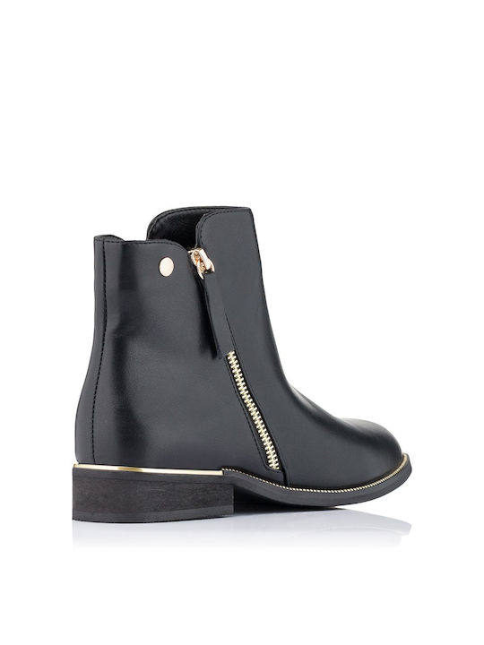 Women's black ankle boots with decorative side zipper (MPO10)