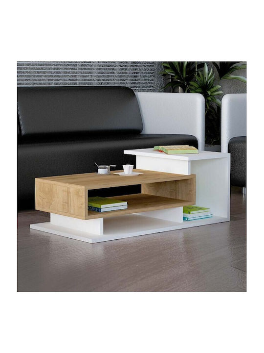 Rechteckig Couchtisch Flynn White / Walnut L90xB50xH35cm