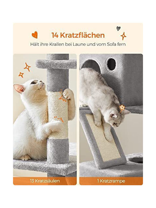 Feandrea Scratching Post Cat Trees Gray 5 levels 60x50x206cm