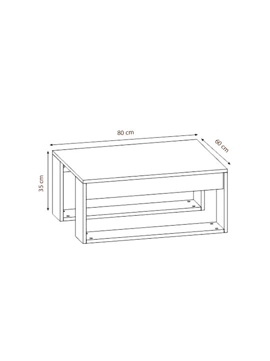 Rectangular Central Coffee Table Gorder Wooden Brown M80xW60xH35cm
