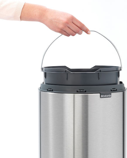 Brabantia Κάδος NewIcon Απορριμμάτων από Ανοξείδωτο Ατσάλι Push Steel Matt 30lt