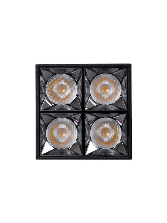 GloboStar Luminar Superior LED Alb Natural Spot cu 4 Lumini în Culoare Negru