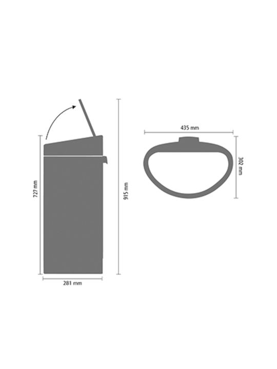 Brabantia NewIcon Stainless Steel Waste Bin 40lt Matt Steel