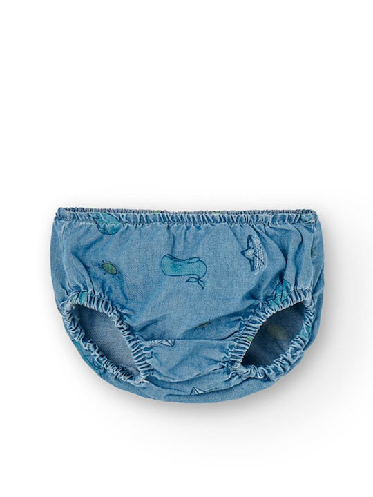 Kinderkleid Ärmellos Denim Set aus 2 Mit Slip Blau