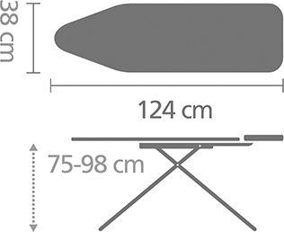 Brabantia Morning Breeze Foldable Ironing Board for Steam Iron 124x38x98cm