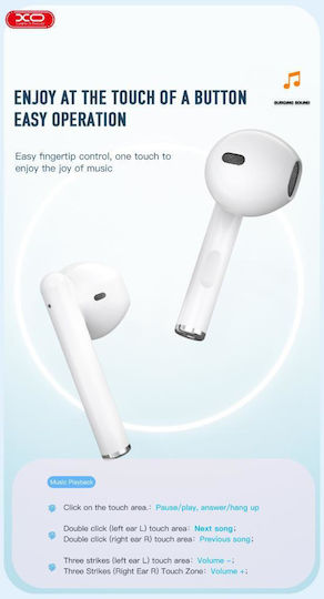 XO X20 Square Ring TWS In-ear Bluetooth Handsfree Ακουστικά με Θήκη Φόρτισης Λευκά
