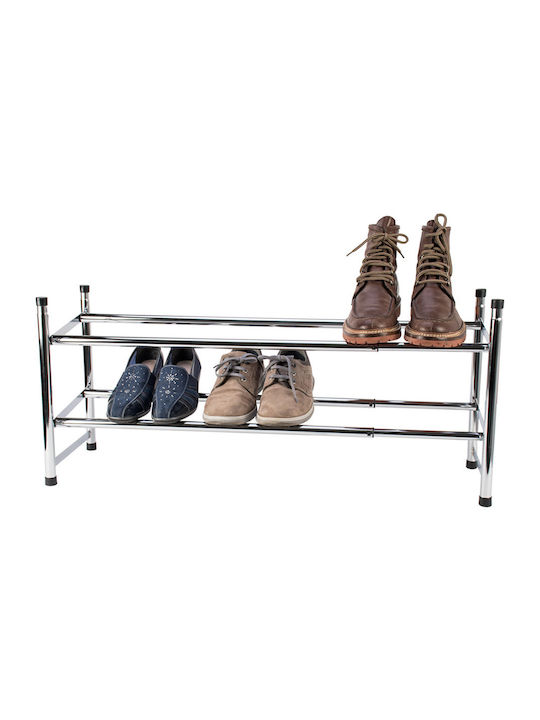Μεταλλική Παπουτσοθήκη με 2 Ράφια Inox Μ115xΠ23xΥ35cm