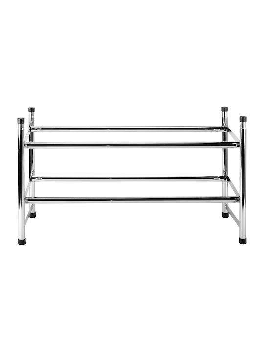 Μεταλλική Παπουτσοθήκη με 2 Ράφια Inox Μ115xΠ23xΥ35cm
