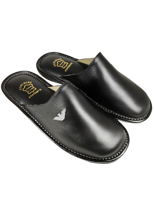 Leather Men's Slippers Aeroflex 1545 Black