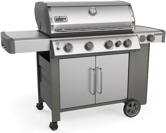 Weber Genesis II SP-435 Газово Барбекю Чугунена Решетка 86брx48брсм. с 4 бр 14.07кВт и Страничен Нагревател
