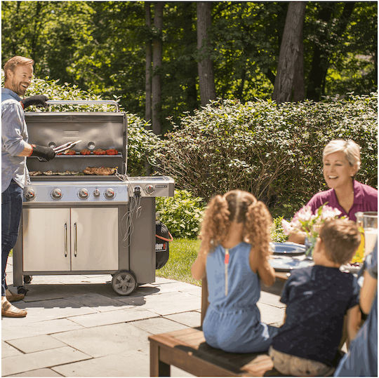 Weber Genesis II SP-435 Газово Барбекю Чугунена Решетка 86брx48брсм. с 4 бр 14.07кВт и Страничен Нагревател