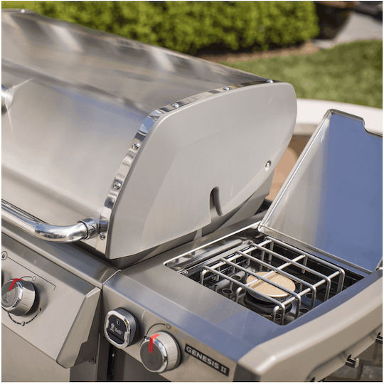 Weber Genesis II SP-435 Газово Барбекю Чугунена Решетка 86брx48брсм. с 4 бр 14.07кВт и Страничен Нагревател
