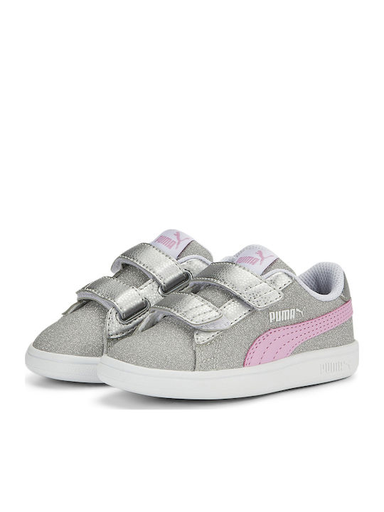 Smash Glitz Glam Kids Sneakers with Scratch Silver