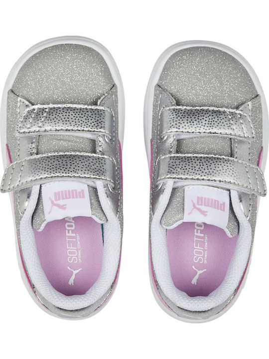 Smash Glitz Glam Kids Sneakers with Scratch Silver
