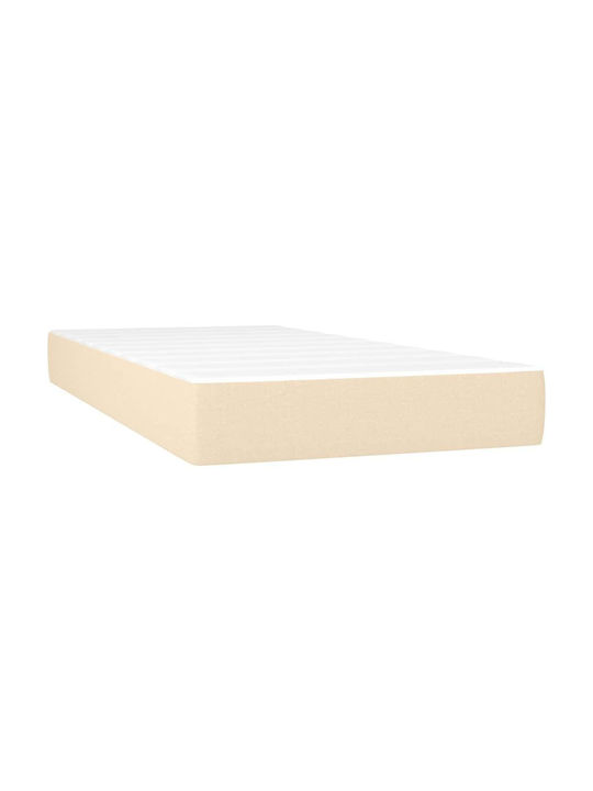 Pat Single Cremă cu Lamele & Saltea 90x200cm