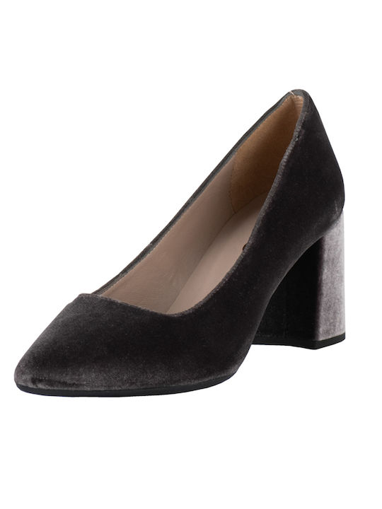 UNISA GREY VELOUR PUMPS WITH HIGH HEEL