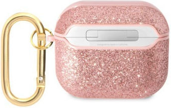 Guess Glitter Flakes Θήκη Πλαστική με Γάντζο Glitter Pink για Apple AirPods Pro