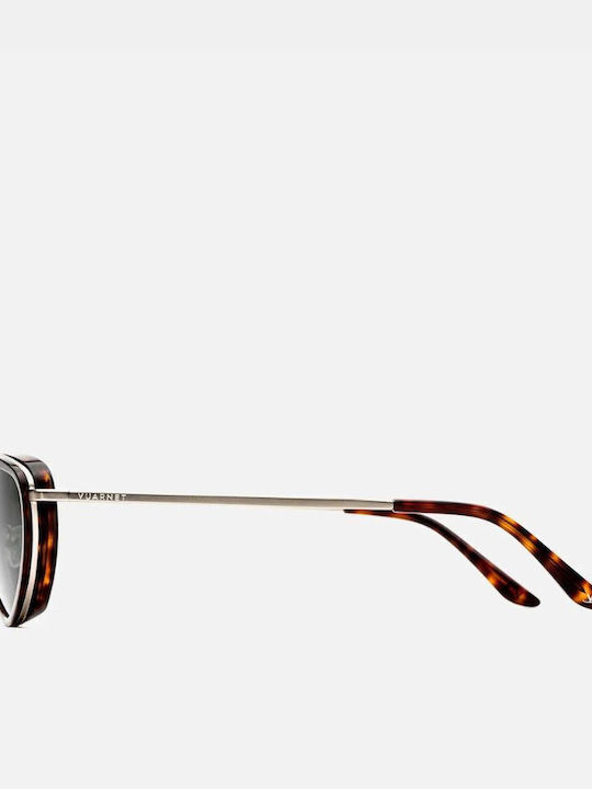 Women's Sunglasses with Brown Tartaruga Metal Frame and Green Lens
