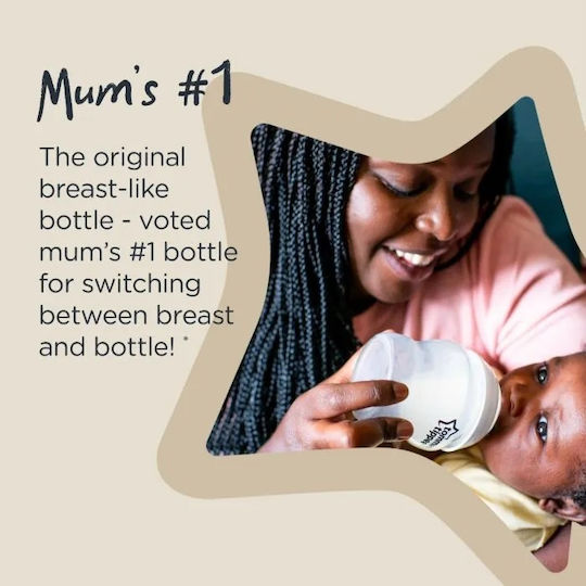Tommee Tippee Πλαστικό Μπιμπερό Closer To Nature με Θηλή Σιλικόνης για 0+ μηνών Διάφανο 260ml 2τμχ