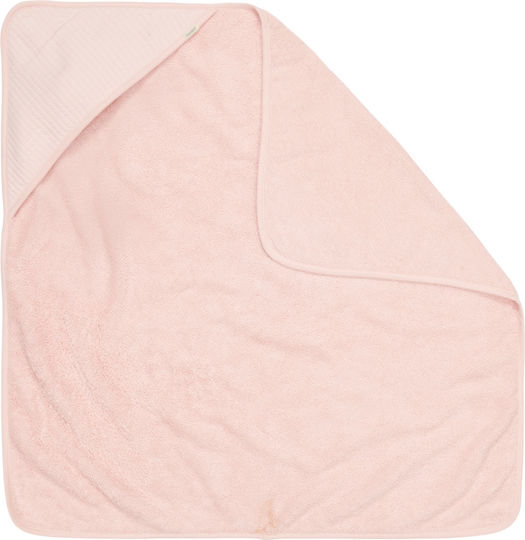 Little Dutch Βρεφική Κάπα-Μπουρνούζι με Κουκούλα Pure Soft Pink 75x75εκ.