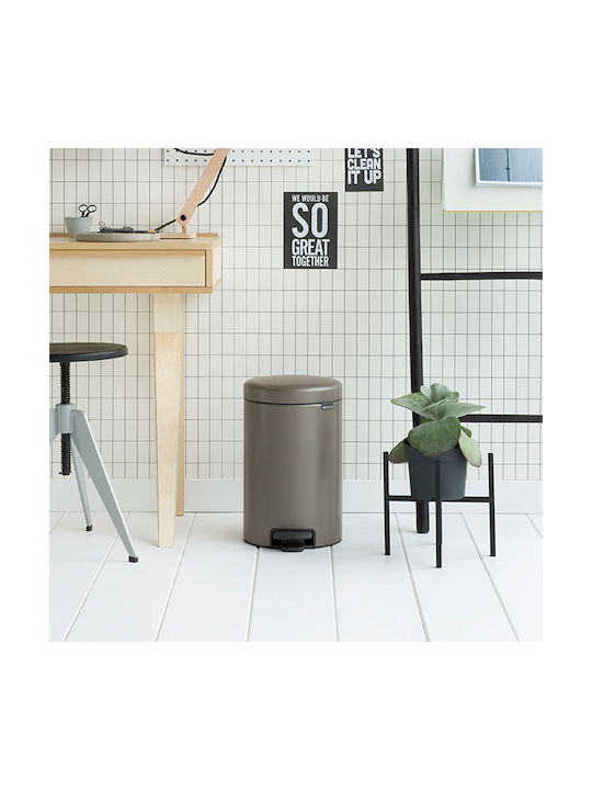 Brabantia NewIcon Κάδος Απορριμμάτων Μεταλλικός Platinum με Πεντάλ 12lt