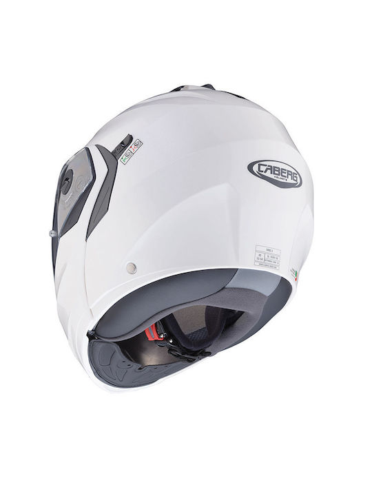 Caberg Duke-X Solid White Κράνος Μηχανής Flip-Up ECE 22.06 1550gr με Pinlock και Sunvisor