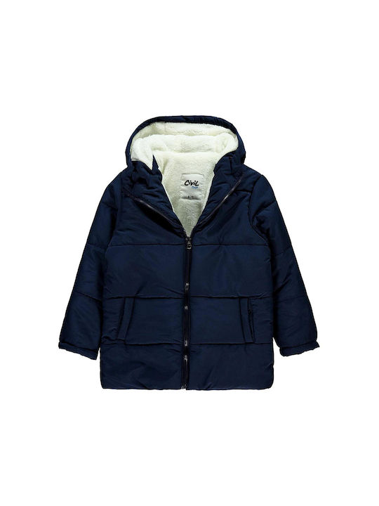 Civil Boys Quilted Coat Navy Blue with Lining & Ηood