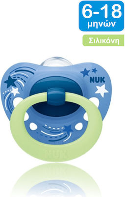 Nuk Orthodontic Pacifier Silicone Signature Night Stars Blue Night with Case for 6-18 months 1pcs