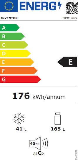Inventor Ψυγείο Δίπορτο 206lt Υ143.4xΠ55xΒ54.2εκ. Inox DPB144S