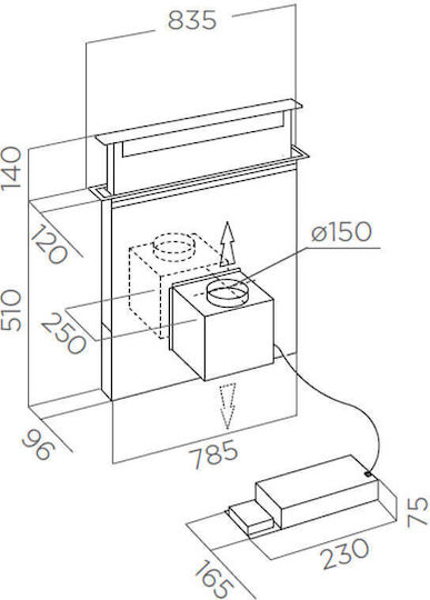 Elica Pandora IX/F/90 Απορροφητήρας Πάγκου 90cm Μαύρος