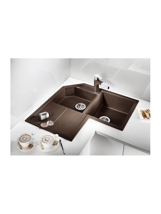 Blanco Metra 9 E 525938 Drop-In Spüle Ecke Links aus Verbundgranulat B83xT83cm Black
