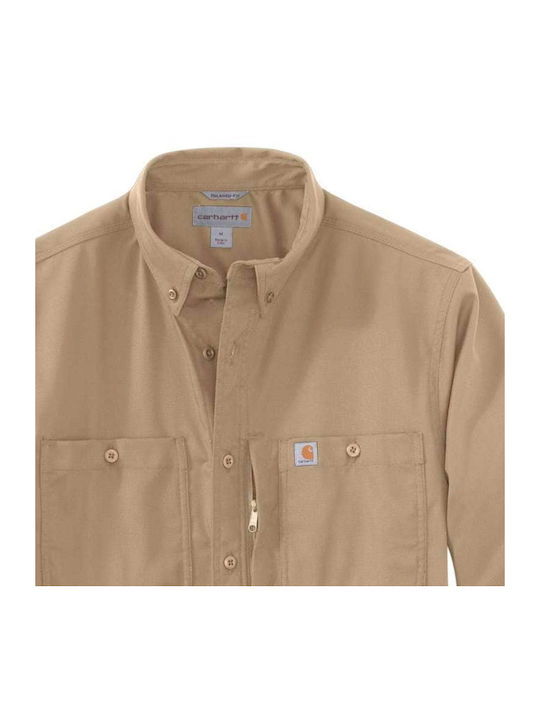 Carhartt Rugged Professional Men's Shirt Long Sleeve Dark Khaki