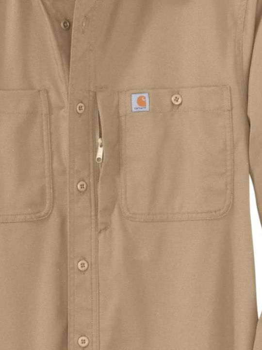 Cu mânecă lungă Cămașă Dark Khaki
