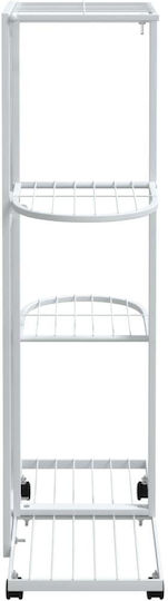 vidaXL Pot Rack Metal White with Wheels 44cmx23cmx80cmcm.