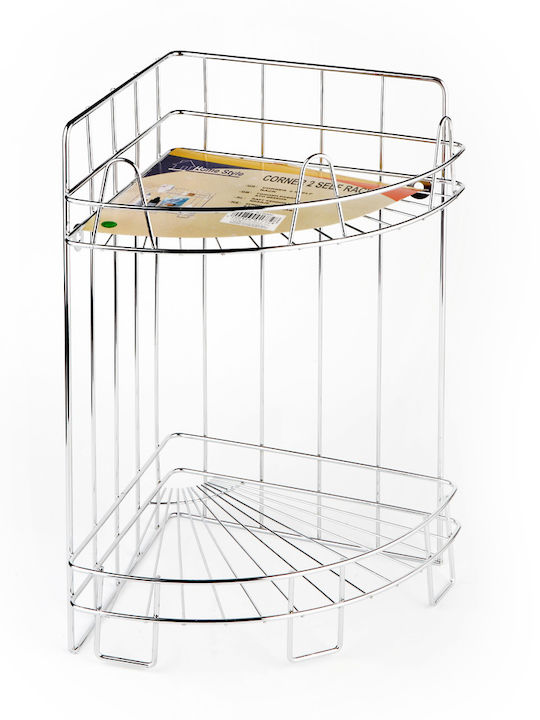 Homestyle Corner Wall Mounted Bathroom Shelf Metallic with 3 Shelves 23x23x60cm Silver