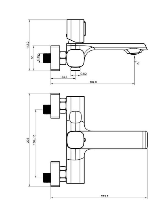 Interflex Astra Αναμεικτική Μπαταρία Μπανιέρας Ασημί