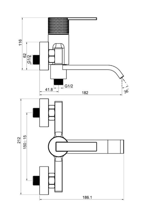 Interflex Hermes Αναμεικτική Μπαταρία Μπανιέρας Χρυσή