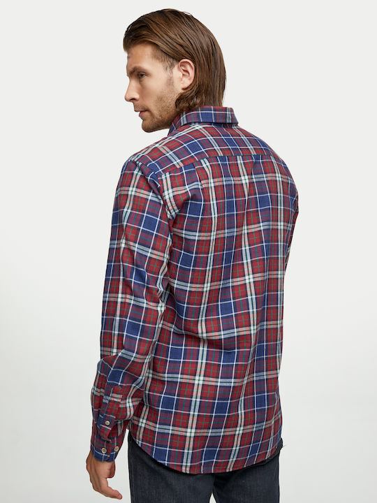 Redgreen Alex Men's Shirt Long Sleeve Checked Burgundy