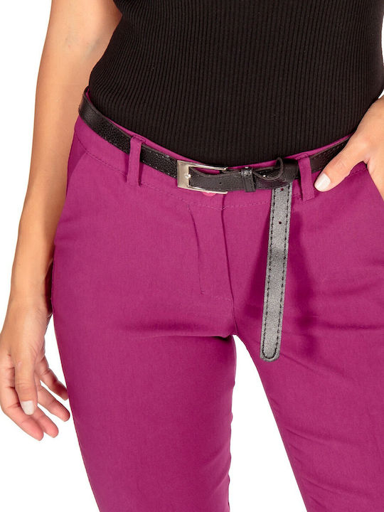 Silia D Women's Fabric Capri Trousers Purple