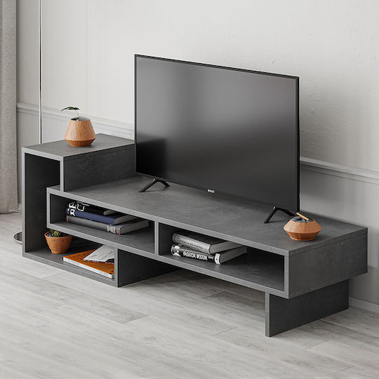 TV Stand Wooden Tetra Gray L136.7xW40xH42cm