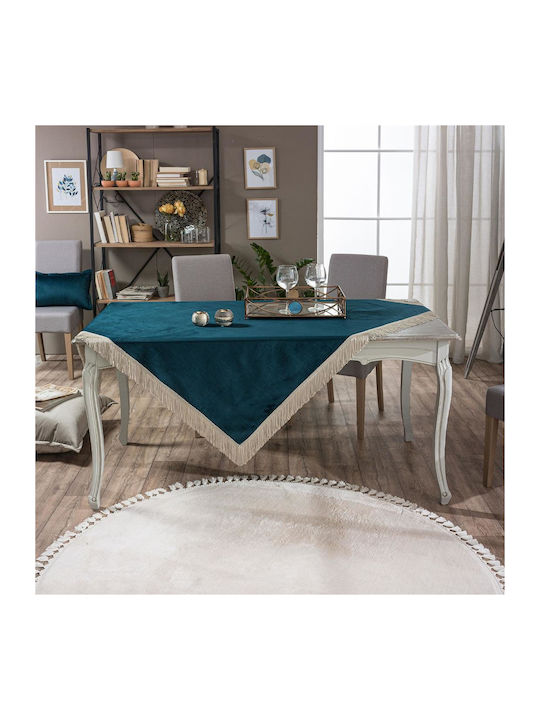 Teoran Checkered Velvet with Fringe 13 90x90cm